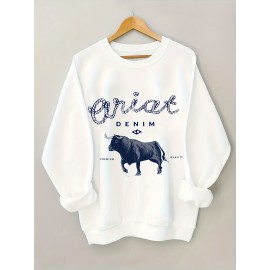 Plus Size Womens Animal Print Pullover Sweatshirt - Soft Slight Stretch Crew Neck Casual Top for Fall and Spring - Polyester Knit Fabric with Positioning Printing