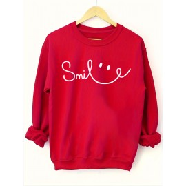 Plus Size Women's Cartoon Print Crew Neck Pullover Sweatshirt - Soft Slight Stretch Polyester Fabric, Long Sleeve, Machine Washable, Casual Fall & Winter Tops - Comfortable and Cozy Plus Size Clothing for Women