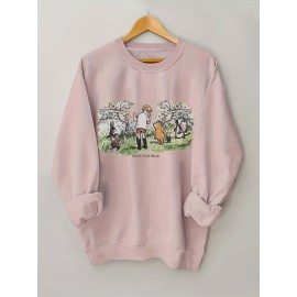 Plus Size Womens Casual Crew Neck Pullover Sweatshirt - Soft Slight Stretch Polyester Material, Vibrant Animal Print Design, Perfect for Fall and Spring Seasons - Long Sleeve, Relaxed Fit, Positioning Printing Technology