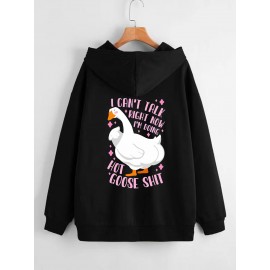 Plus Size Mens Vibrant Cartoon Cat and Goose Print Hooded Jacket - Soft, Breathable, and Stylish Fashion Sweatshirt for Spring and Fall Seasons - Casual Wear for Mens Clothing