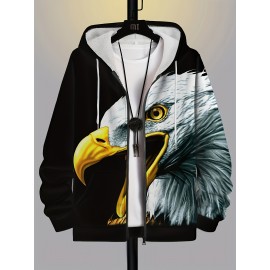 Plus Size Mens Majestic 3D Lion Print Hoodie Jacket with Zipper - Fashion-Forward Winter Wear for Unmatched Style