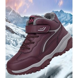 Women's Non-slip Thickened Medium Tube Hiking Shoes, Comfortable Warm Thick Bottom Sport Shoes
