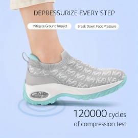 STQ Walking Shoes For Women With Arch Support, Slip Resistant Work Shoes, Comfort Slip On Sock Sneakers