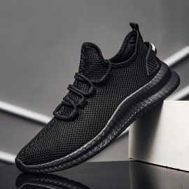 Mens Lightweight Solid Color Fabric Training Shoes - Breathable, Comfy, Slip-On Sneakers for Workout and Running - Lace-Up Closure, MD Sole, All-Season Wear