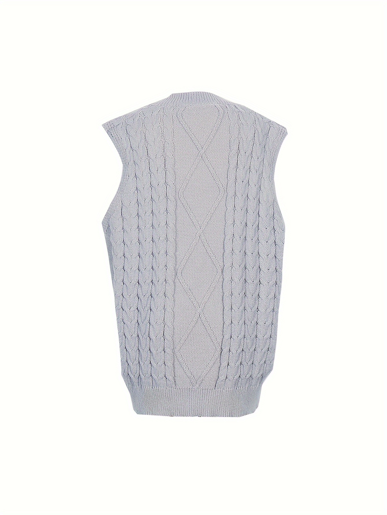 plus size preppy sweater vest womens plus solid argyle knit v neck slight stretch vest details 7