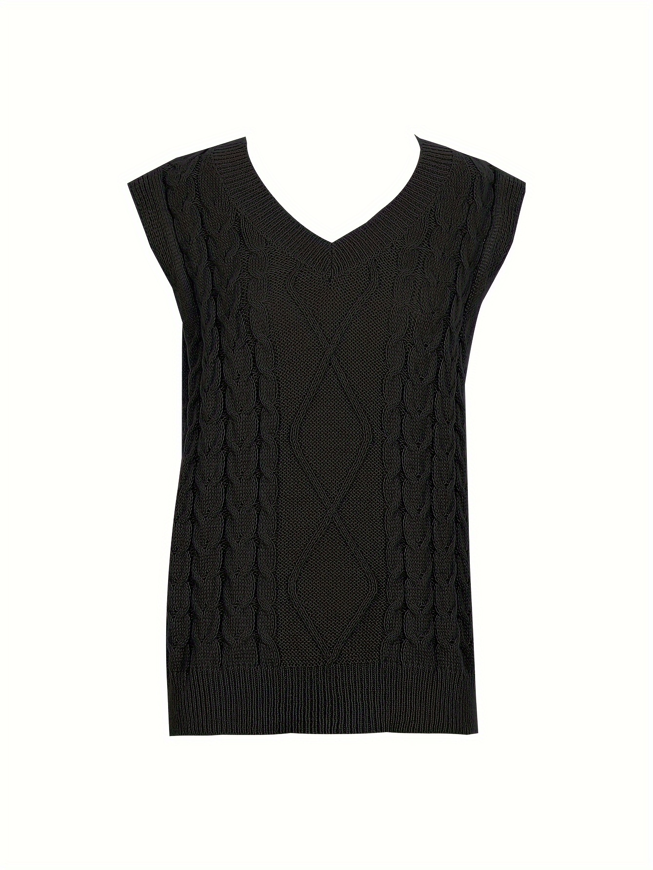plus size preppy sweater vest womens plus solid argyle knit v neck slight stretch vest details 10
