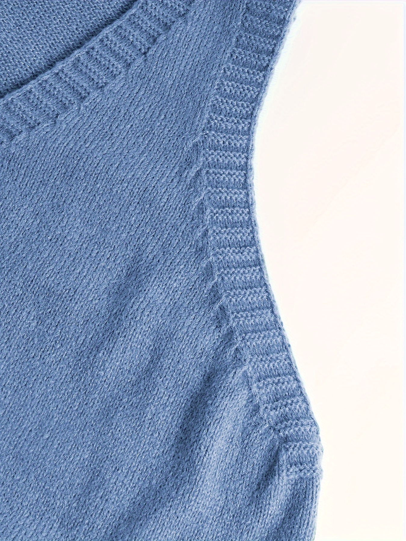 plus size solid knit sweater vest casual v neck sleeveless sweater for fall winter womens plus size clothing details 1