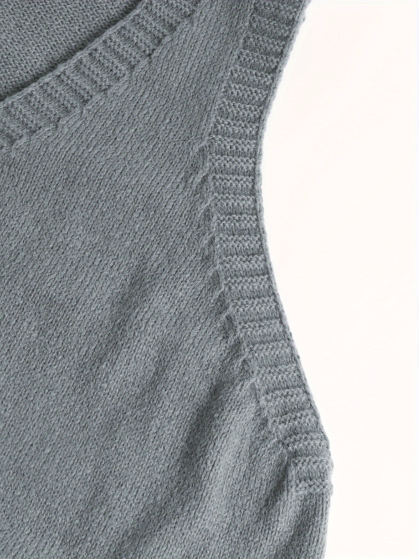 plus size solid knit sweater vest casual v neck sleeveless sweater for fall winter womens plus size clothing details 21