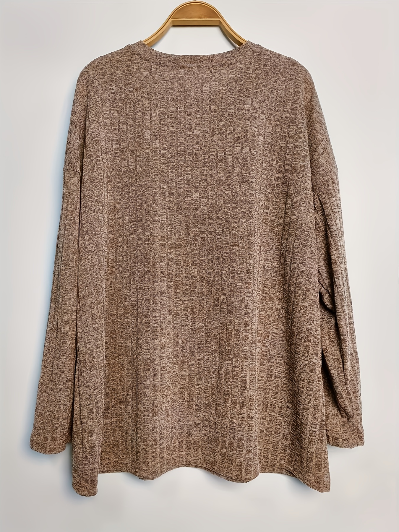 plus size casual sweater womens plus solid ribbed long sleeve round neck knit top details 8