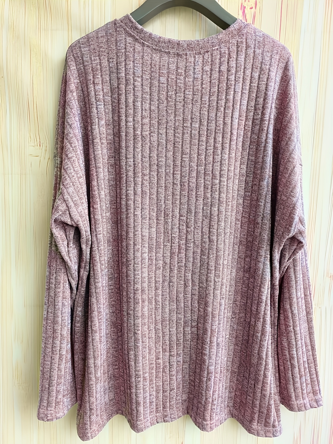 plus size casual sweater womens plus solid ribbed long sleeve round neck knit top details 19