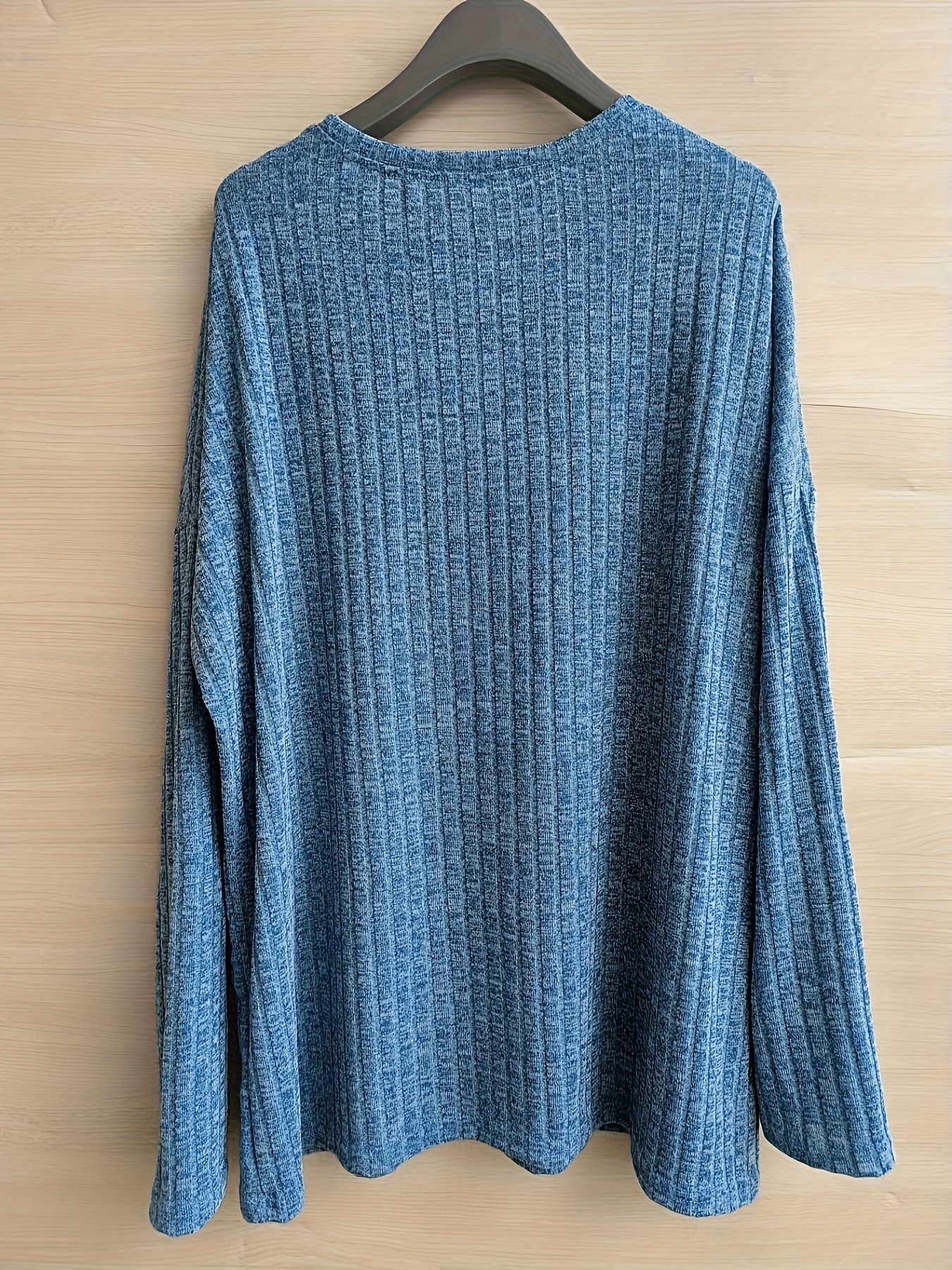 plus size casual sweater womens plus solid ribbed long sleeve round neck knit top details 22