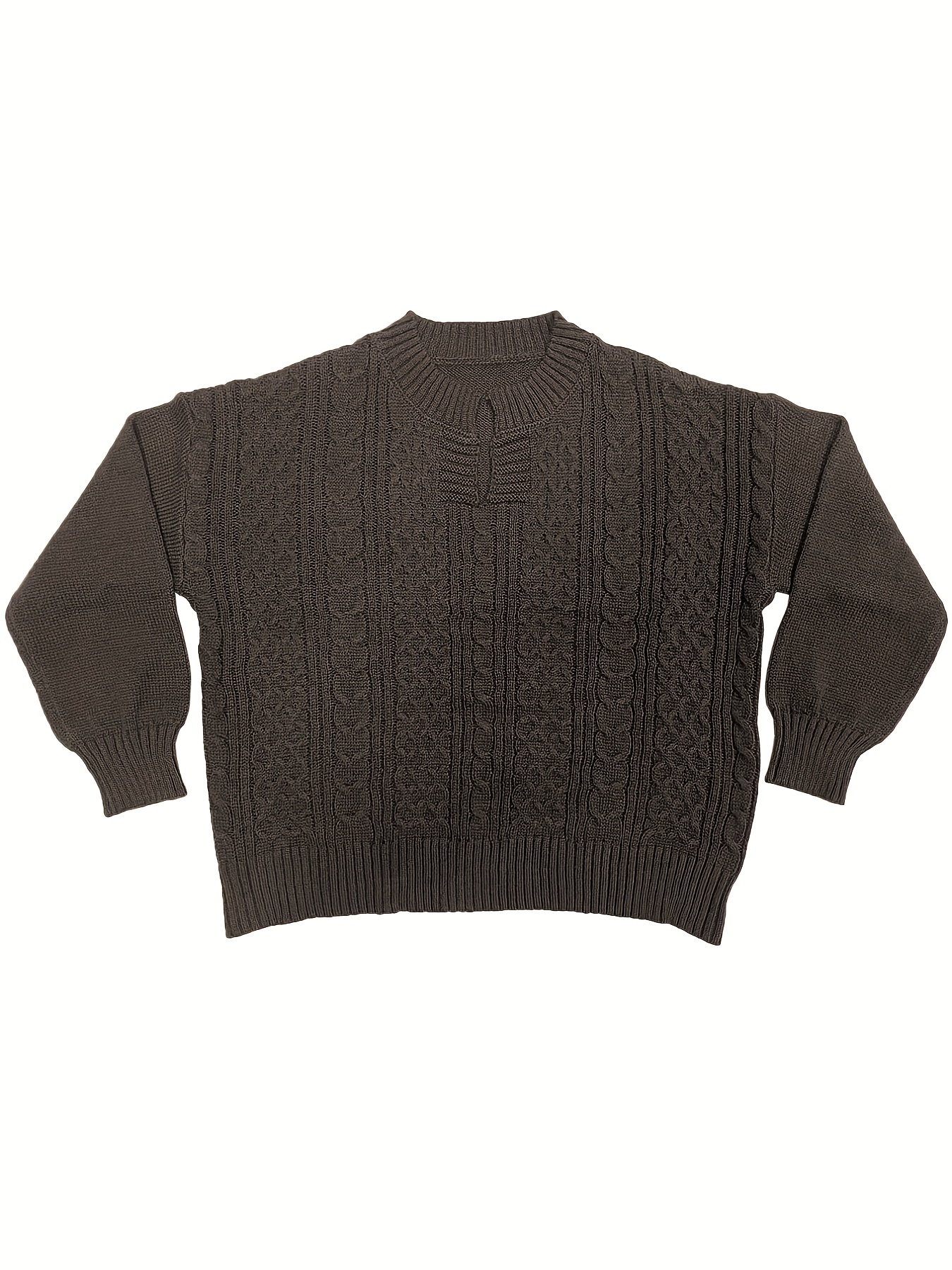 plus size casual sweater womens plus solid jacquard long sleeve notched neck slight stretch sweater details 12