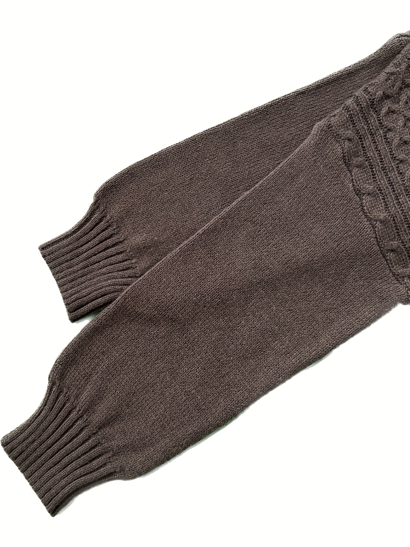 plus size casual sweater womens plus solid jacquard long sleeve notched neck slight stretch sweater details 13