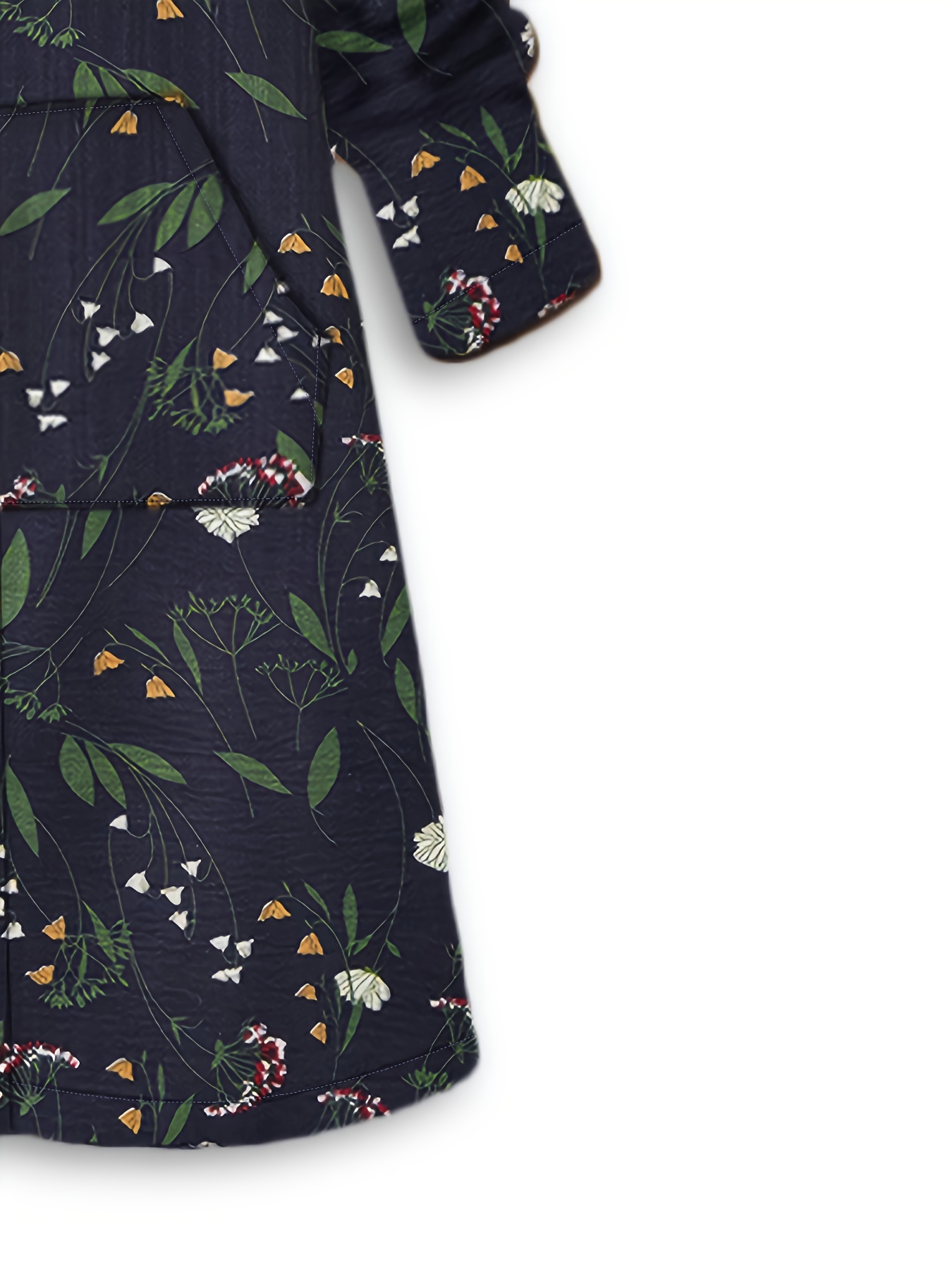 plus size boho coat womens plus floral print fleece liner long sleeve hooded zip up longline overcoat with pockets details 8