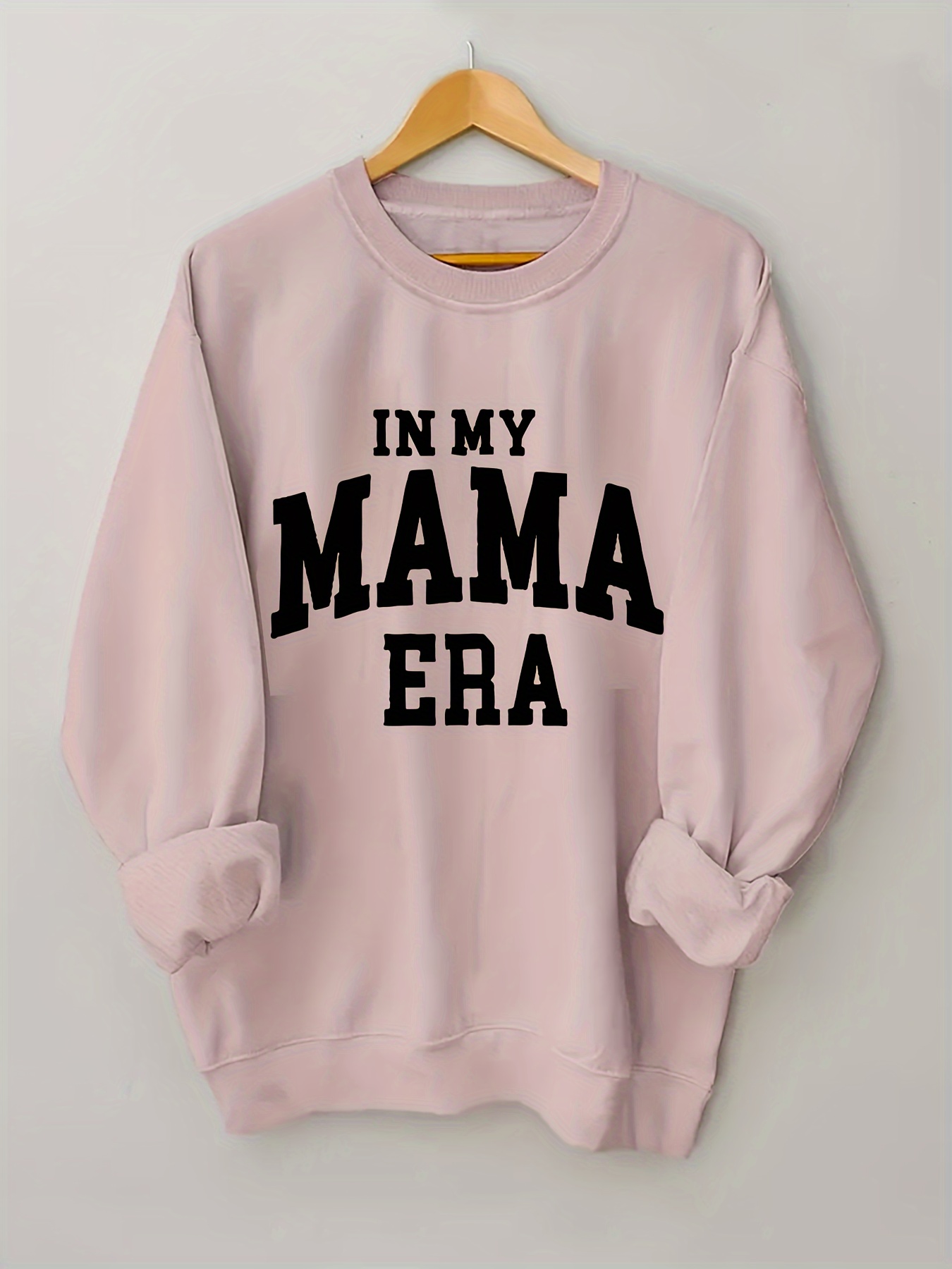 plus size mama print sweatshirt crew neck casual sweatshirt for fall spring womens plus size clothing details 5