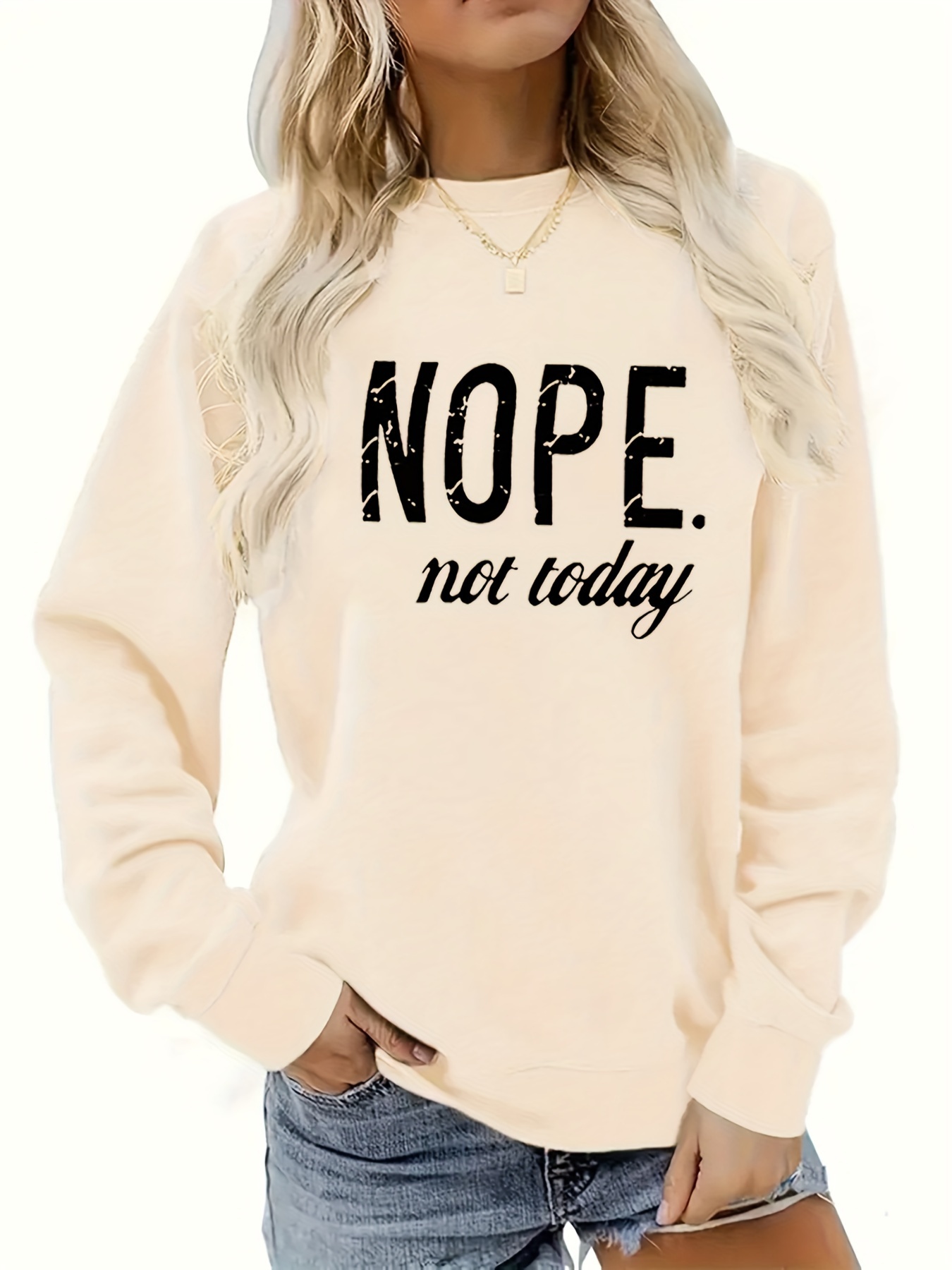 plus size letter print sweatshirt crew neck casual sweatshirt for fall spring womens plus size clothing details 6