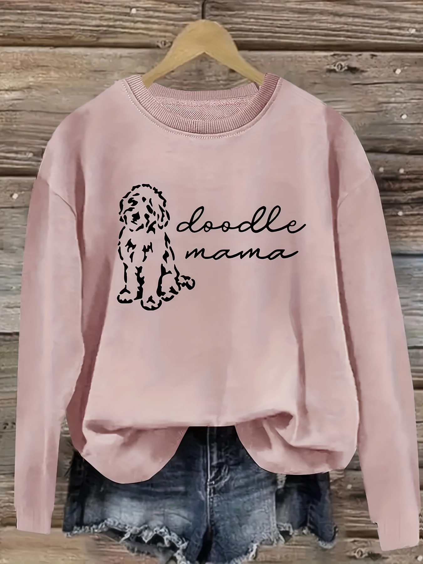 plus size dog print sweatshirt crew neck casual sweatshirt for fall spring womens plus size clothing details 0