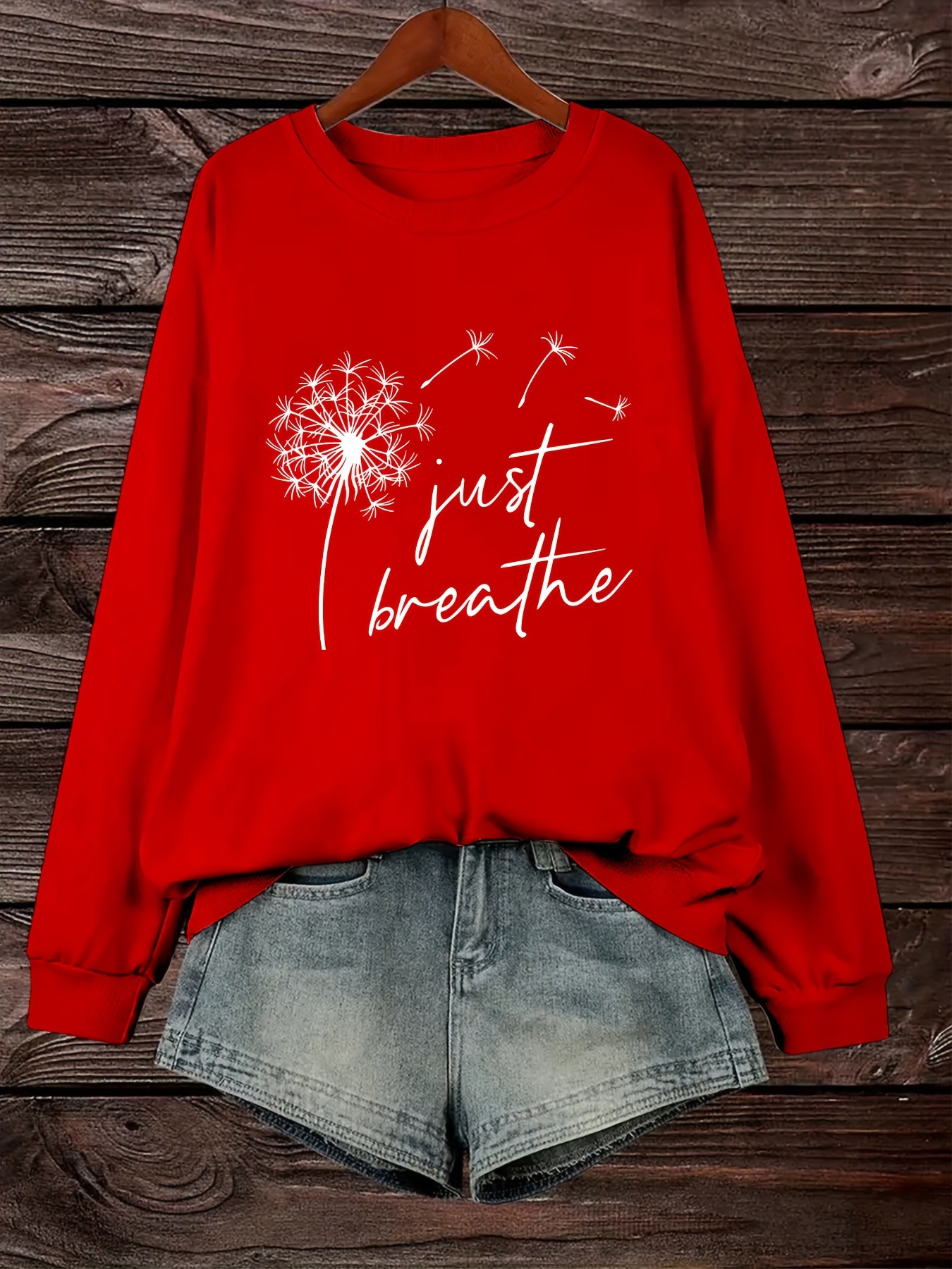 plus size dandelion print sweatshirt casual long sleeve crew neck pullover sweatshirt womens plus size clothing details 18