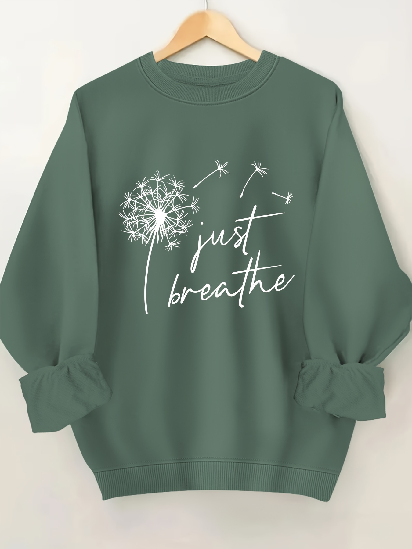 plus size dandelion print sweatshirt casual long sleeve crew neck pullover sweatshirt womens plus size clothing details 21