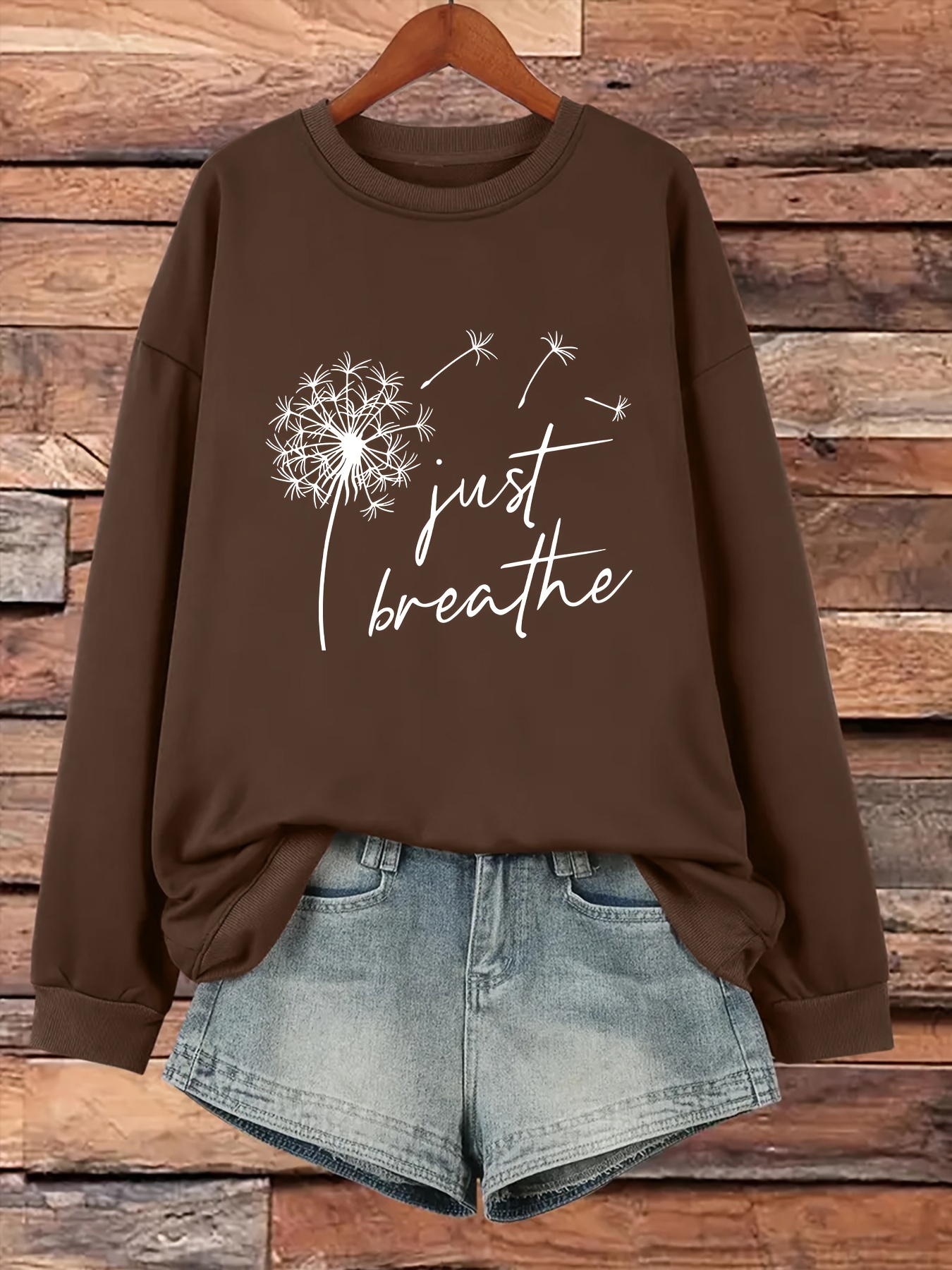 plus size dandelion print sweatshirt casual long sleeve crew neck pullover sweatshirt womens plus size clothing details 35