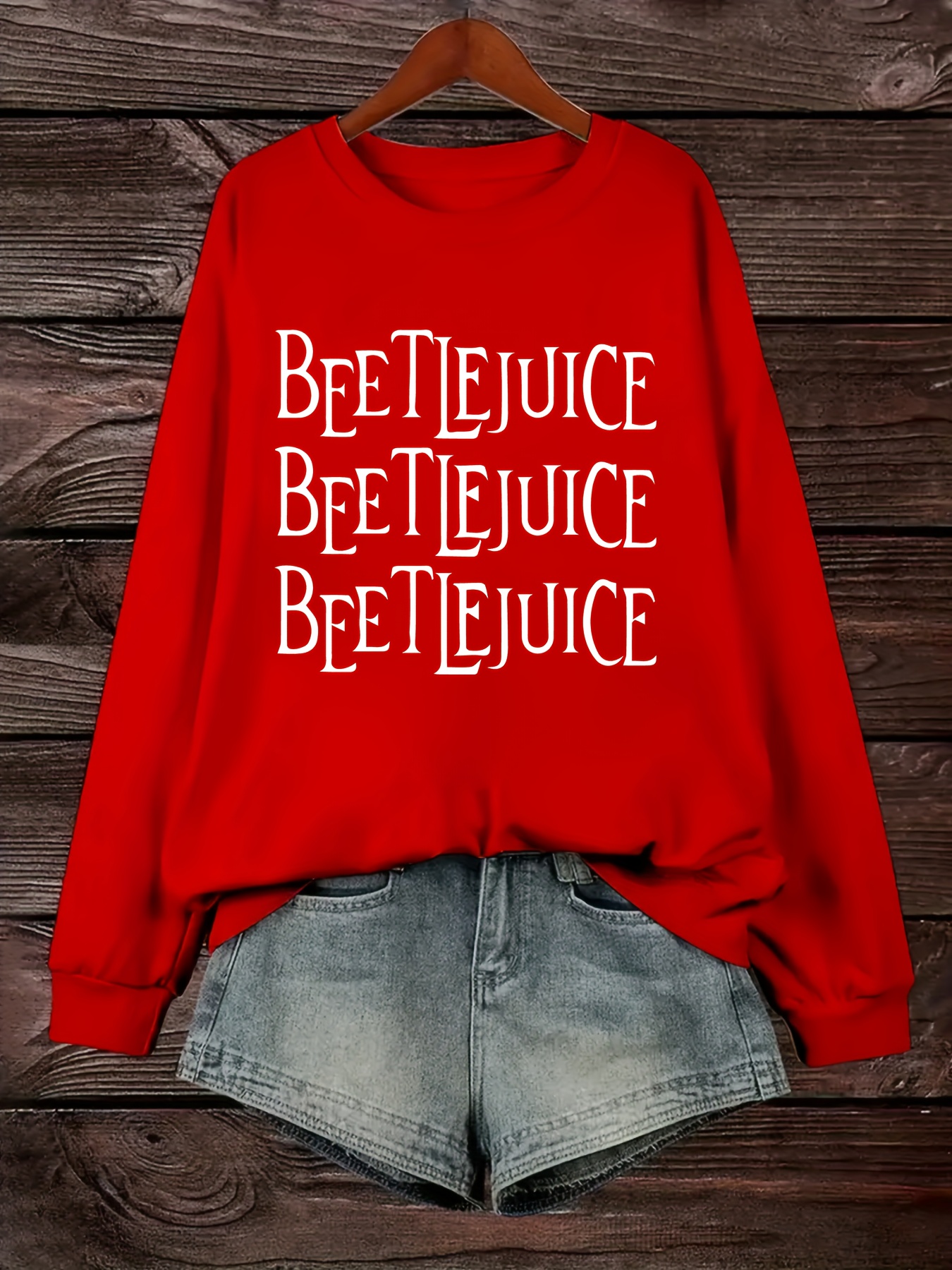 plus size letter print sweatshirt casual long sleeve crew neck pullover sweatshirt womens plus size clothing details 5