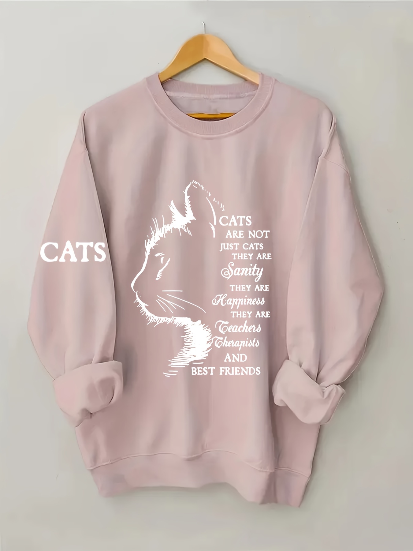 plus size cat print sweatshirt casual long sleeve crew neck sweatshirt womens plus size clothing details 25