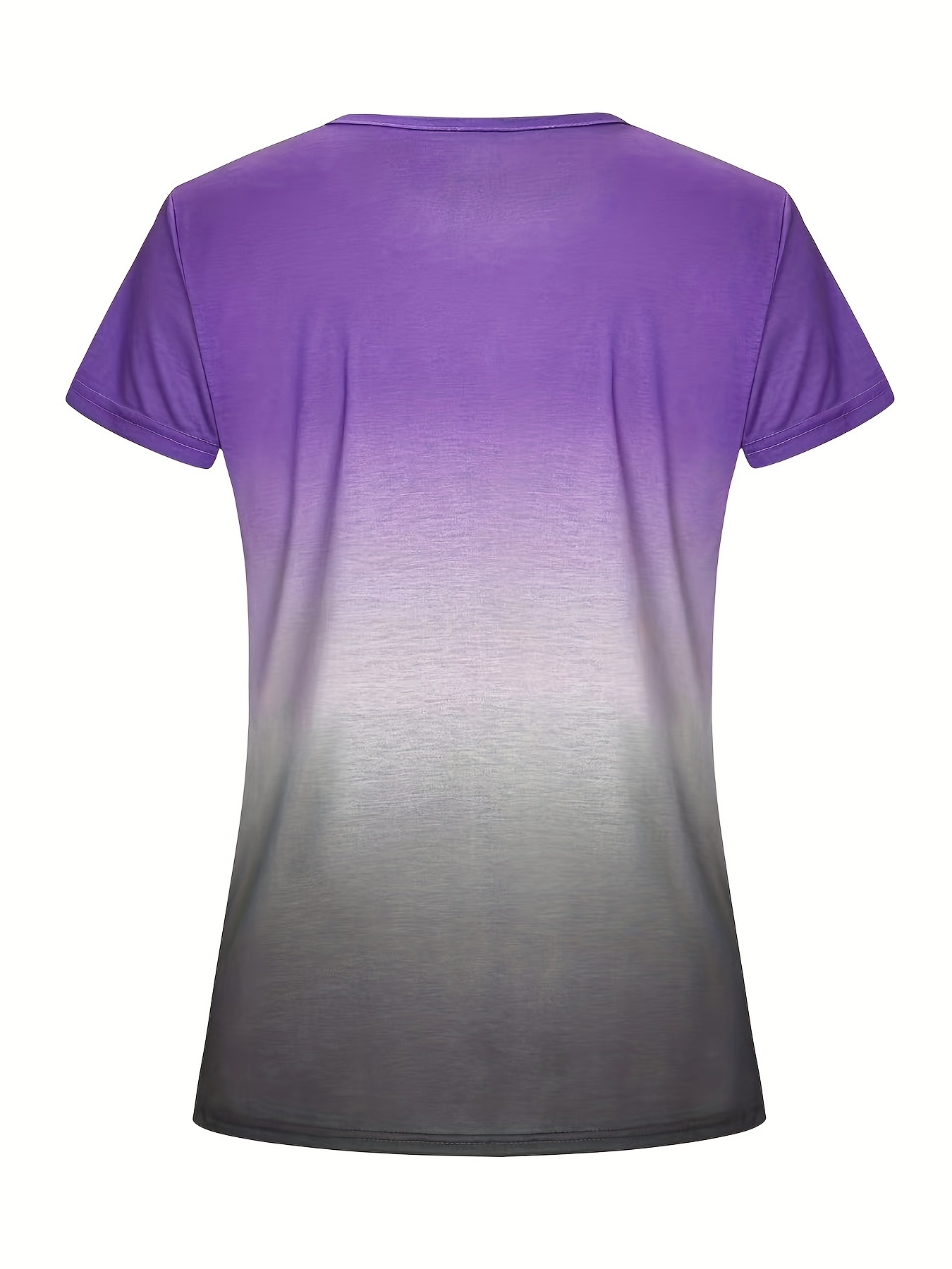 plus size casual t shirt womens plus ombre print short sleeve round neck slight stretch tee details 11