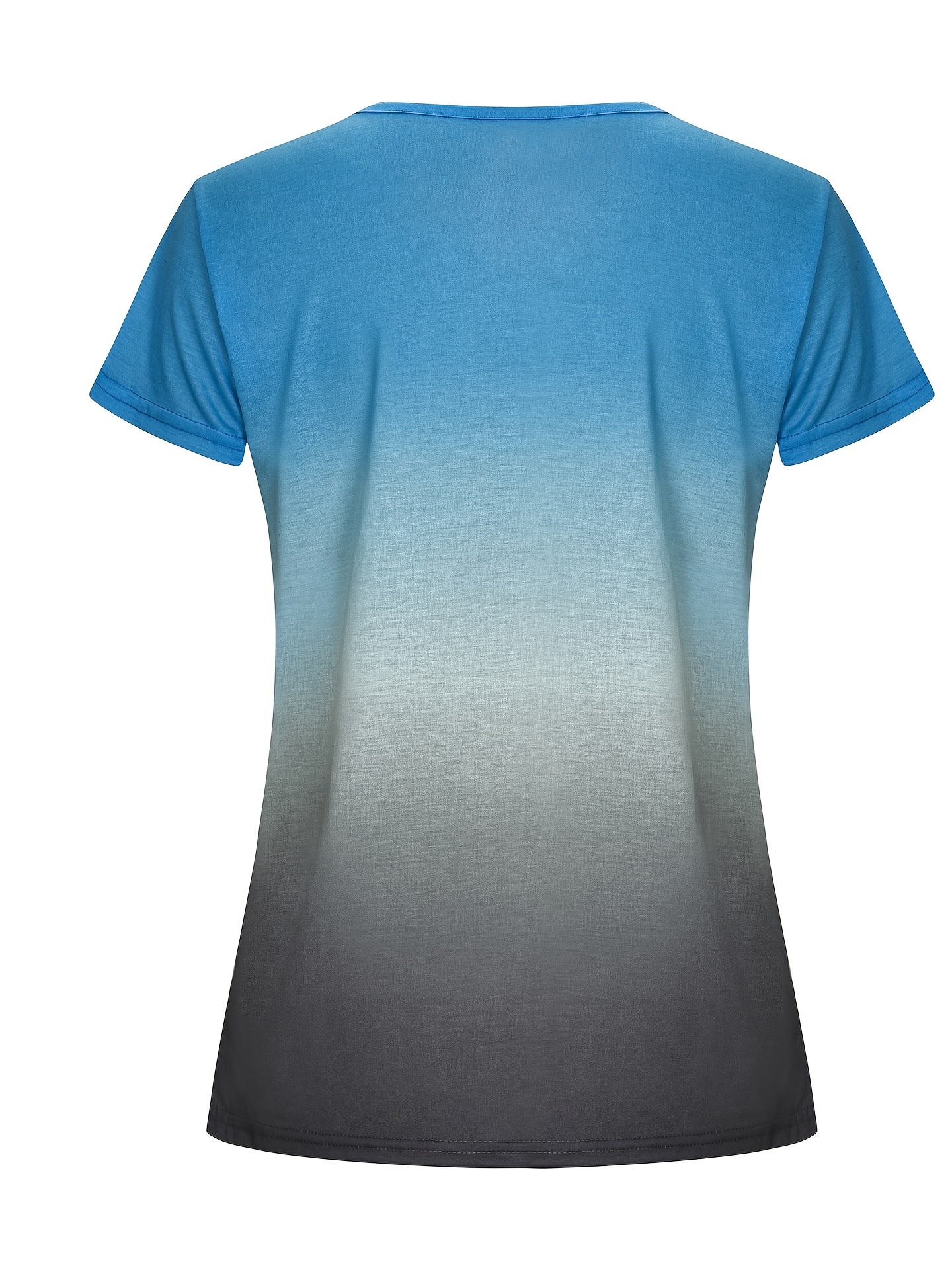 plus size casual t shirt womens plus ombre print short sleeve round neck slight stretch tee details 18