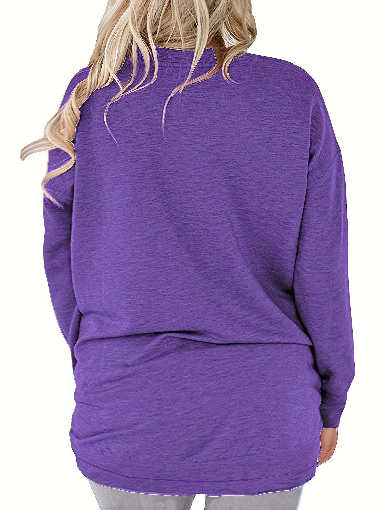 plus size casual top womens plus colorblock long sleeve v neck top with pockets details 7