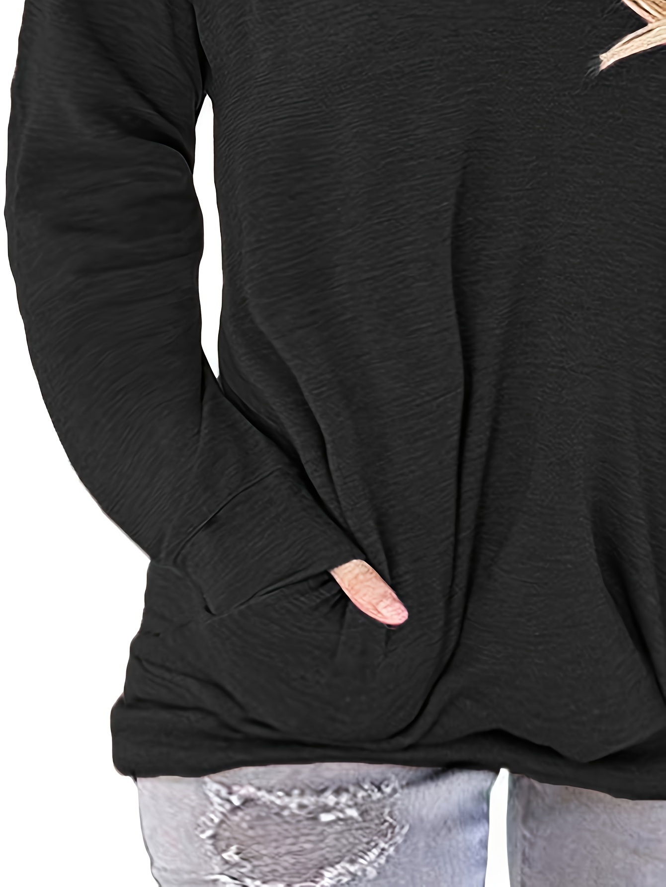 plus size casual top womens plus colorblock long sleeve v neck top with pockets details 14
