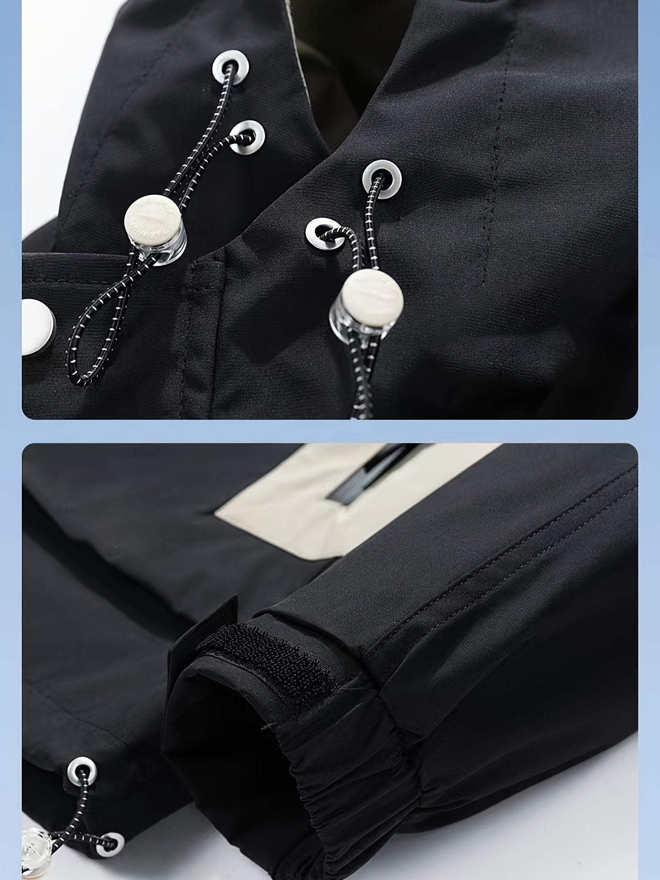 plus size loose fit casual color block   for men ribbed cuffs drawstring hem details 4