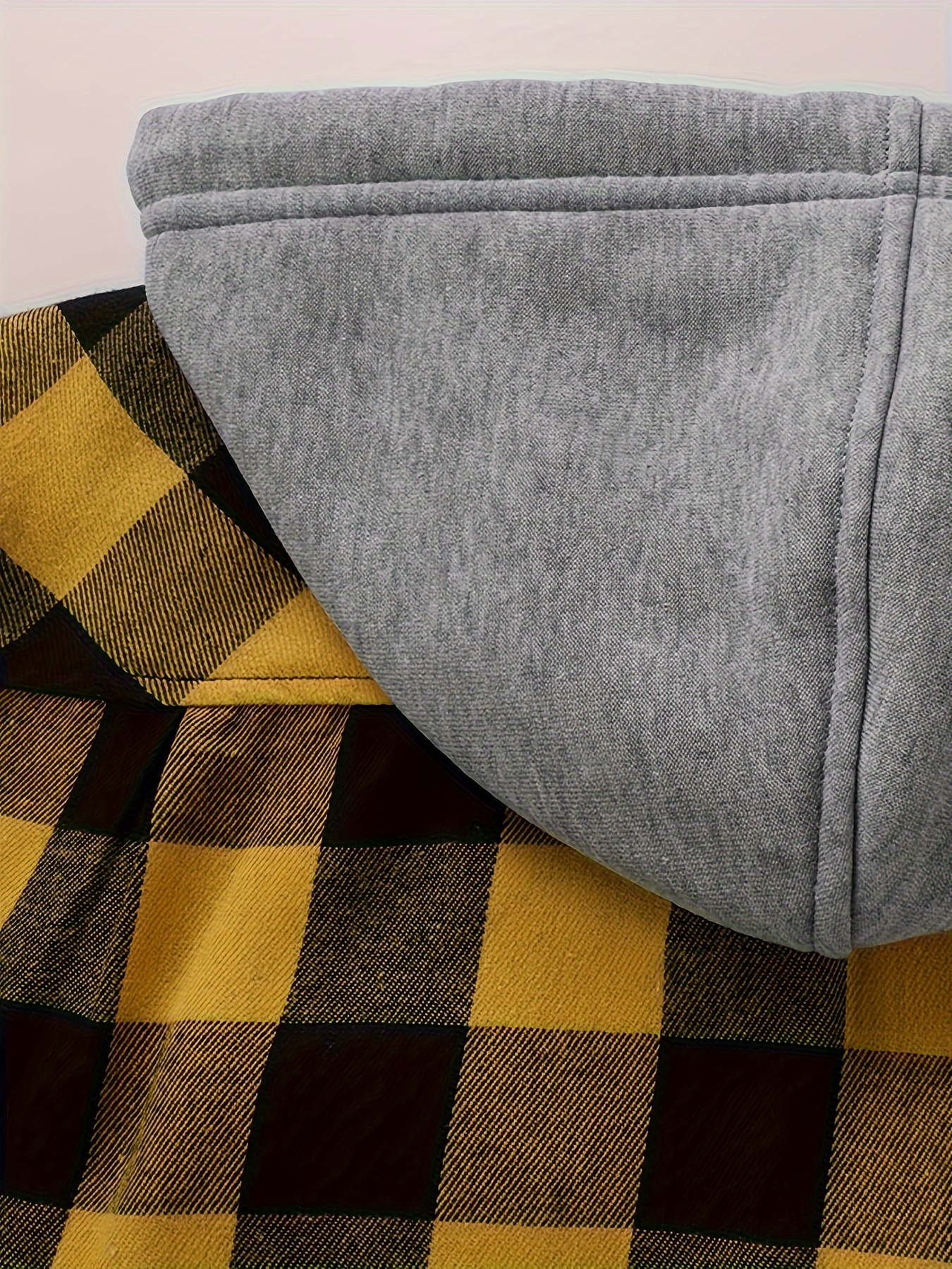 plus size mens plaid print hooded jacket fashion casual hoodies fall winter mens clothing details 4