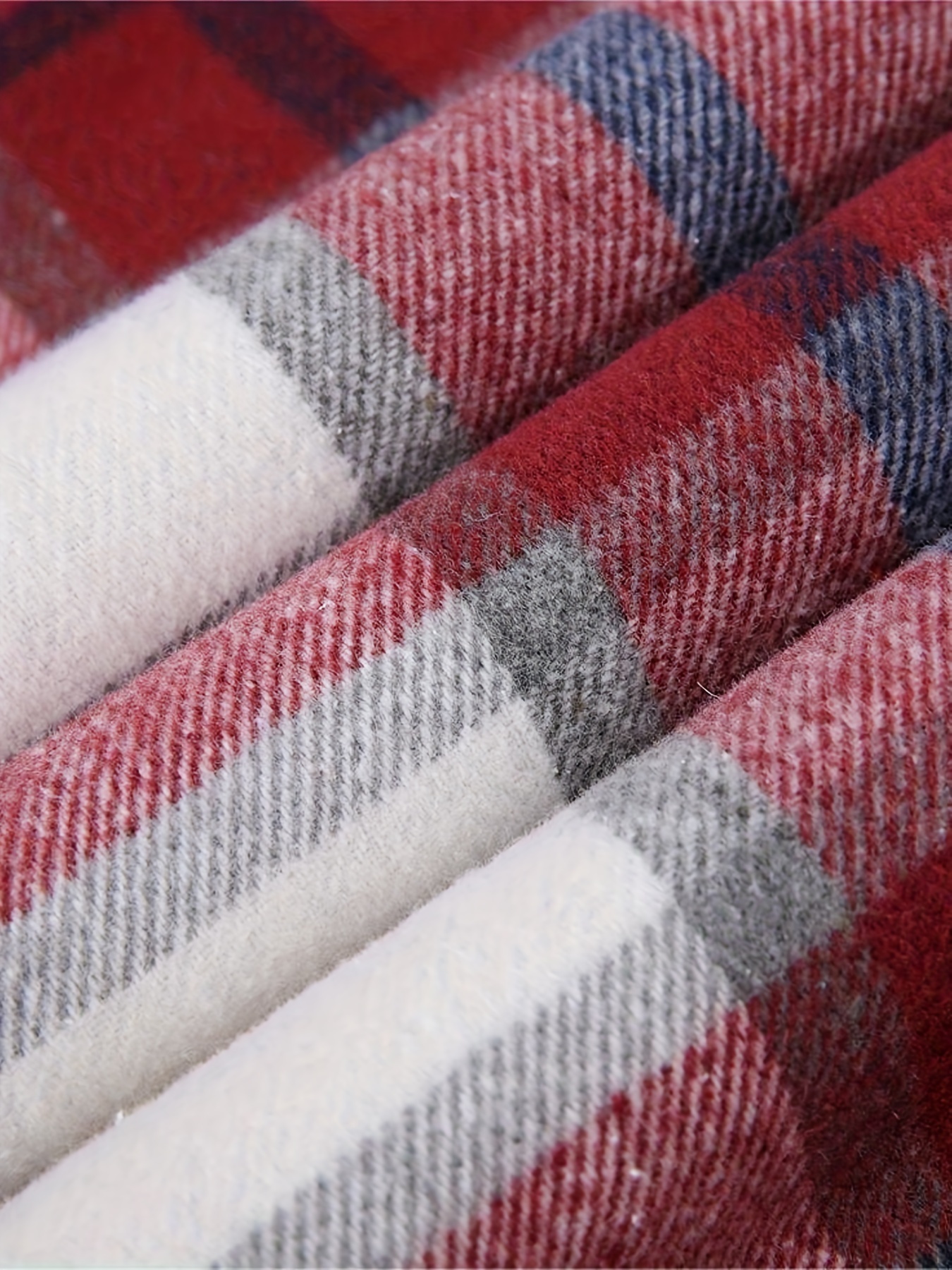 plus size mens fashion plaid hooded jacket fleece thick jacket for fall winter mens clothing details 4