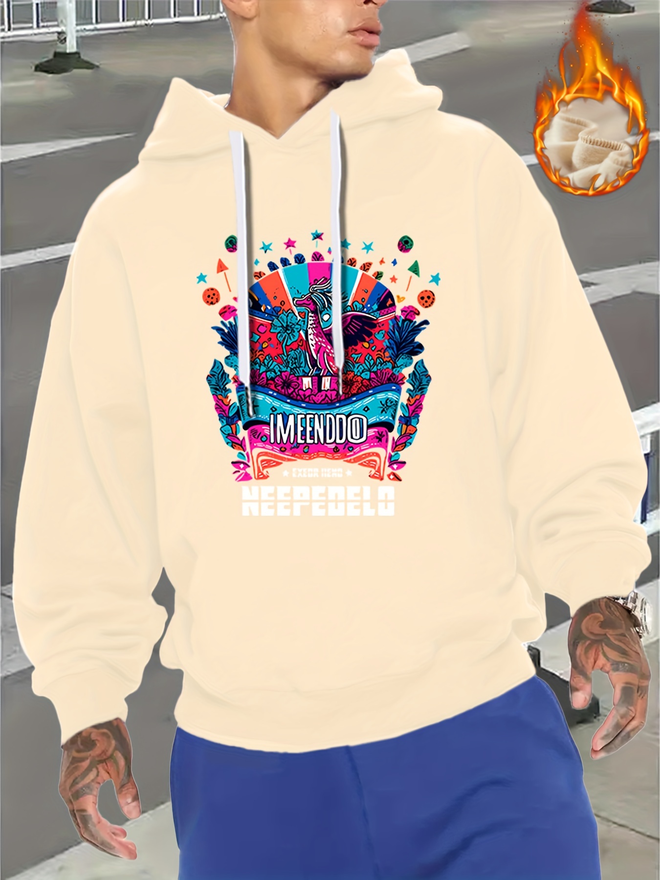 plus size mens ethnic style animal violin print hoodies oversized hooded sweatshirt for autumn winter mens clothing details 20