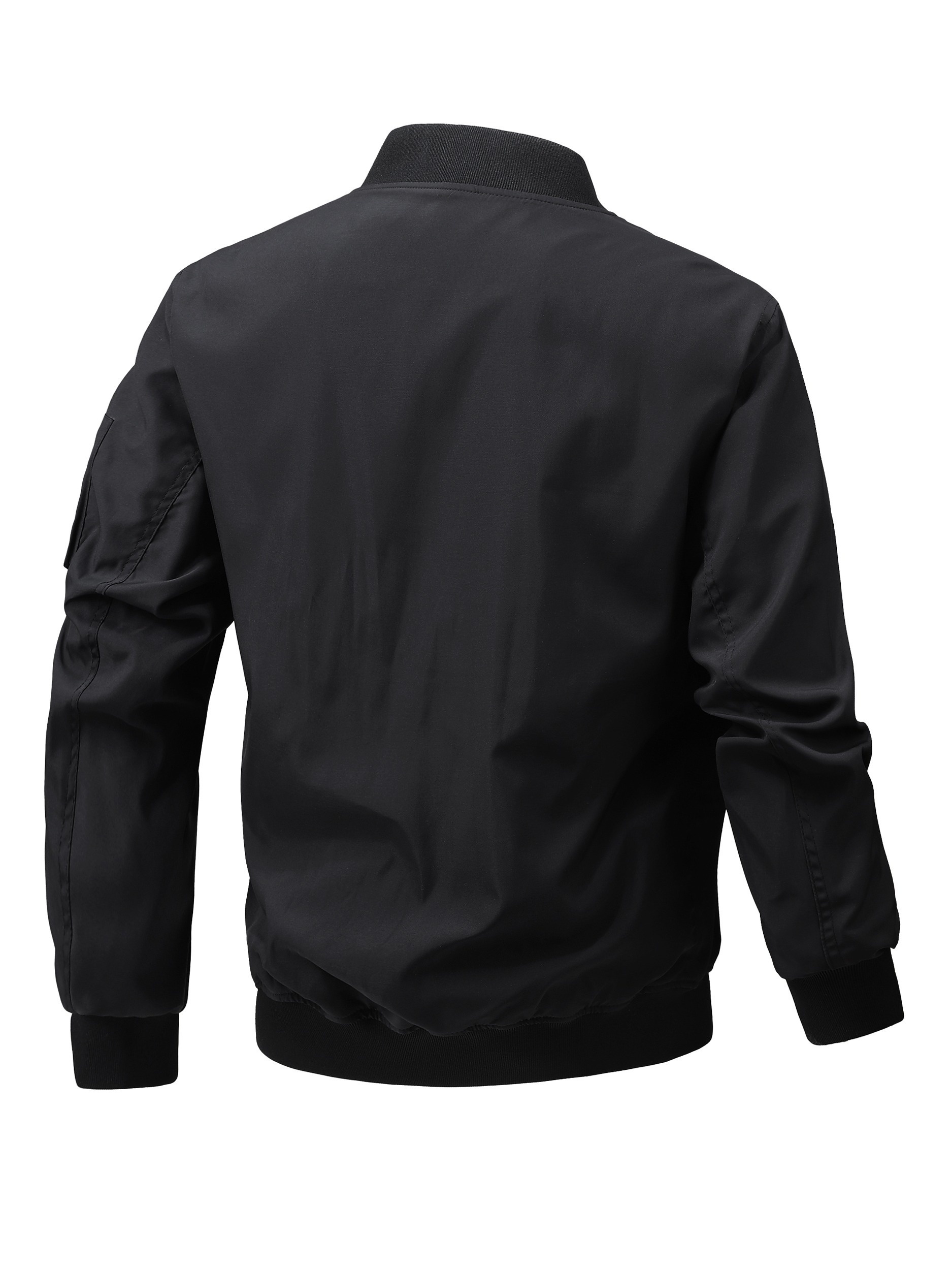 mens plus size windbreaker jacket with zip closure and baseball collar casual street style details 1