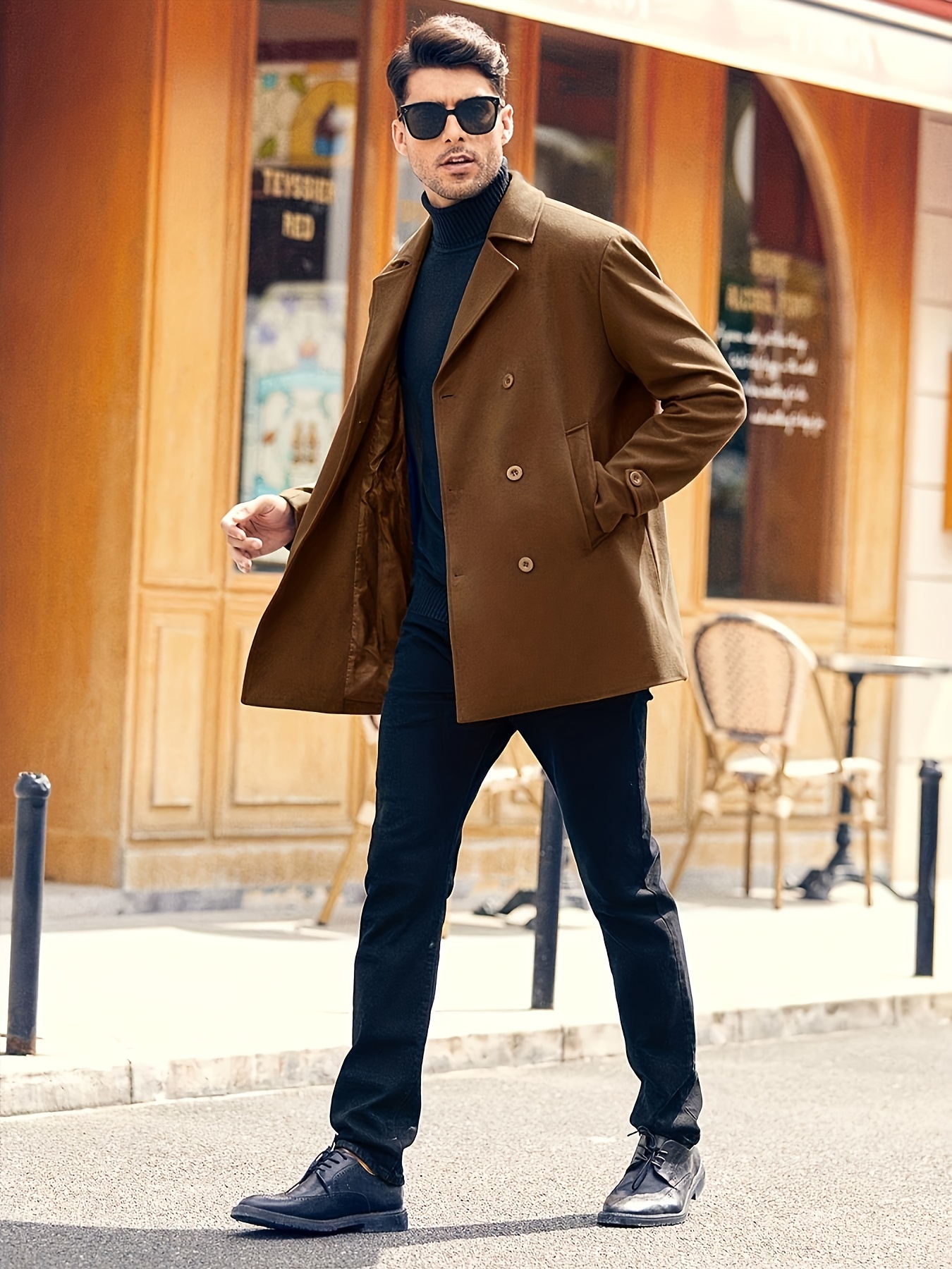 plus size mens solid coat for spring fall winter details 0