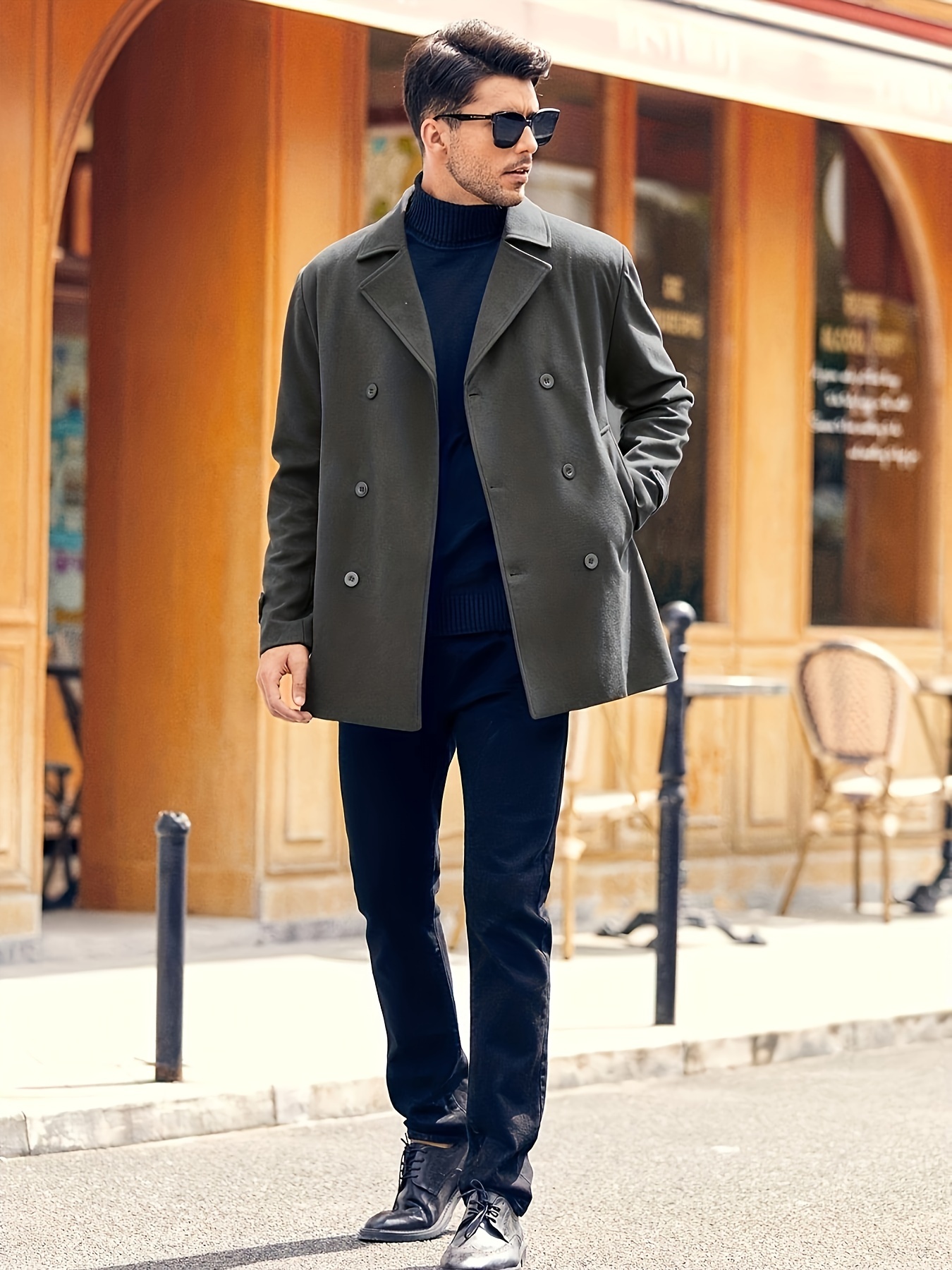 plus size mens solid coat for spring fall winter details 14