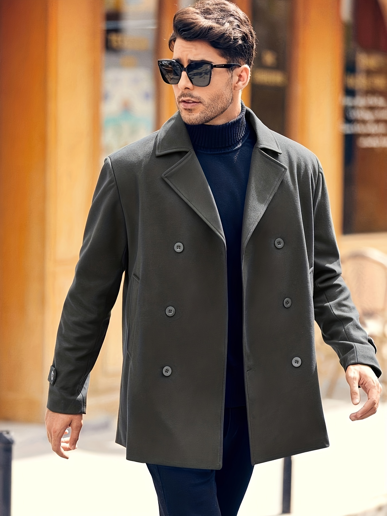 plus size mens solid coat for spring fall winter details 15