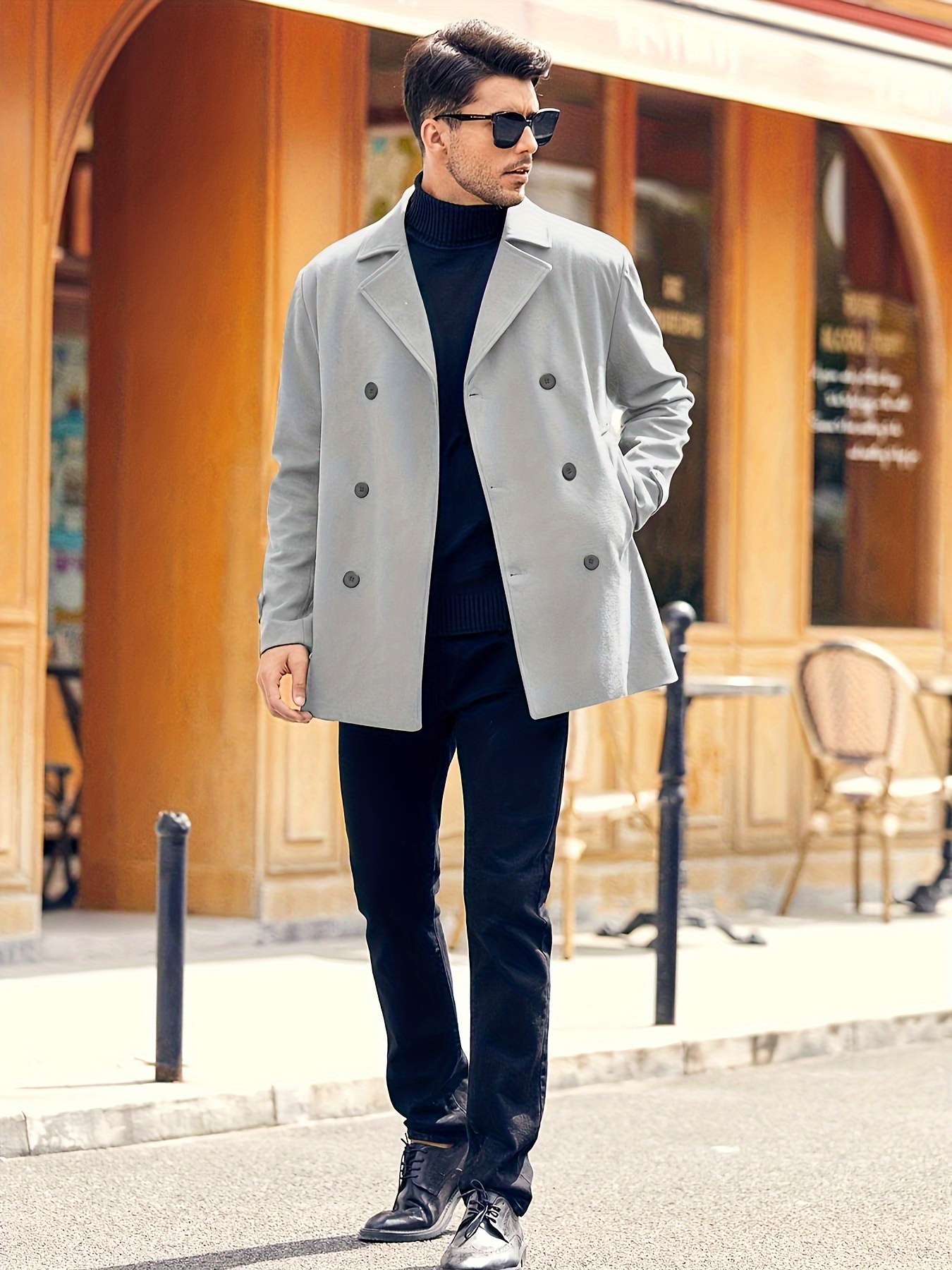 plus size mens solid coat for spring fall winter details 22