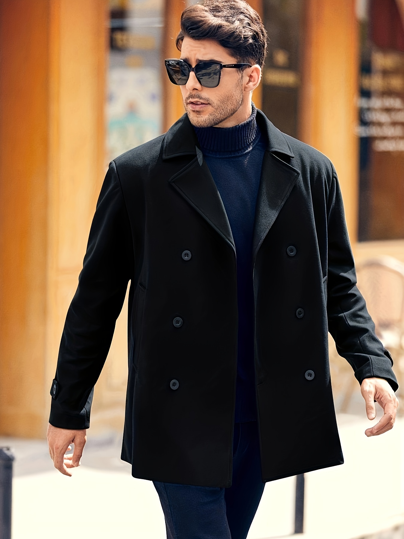 plus size mens solid coat for spring fall winter details 31