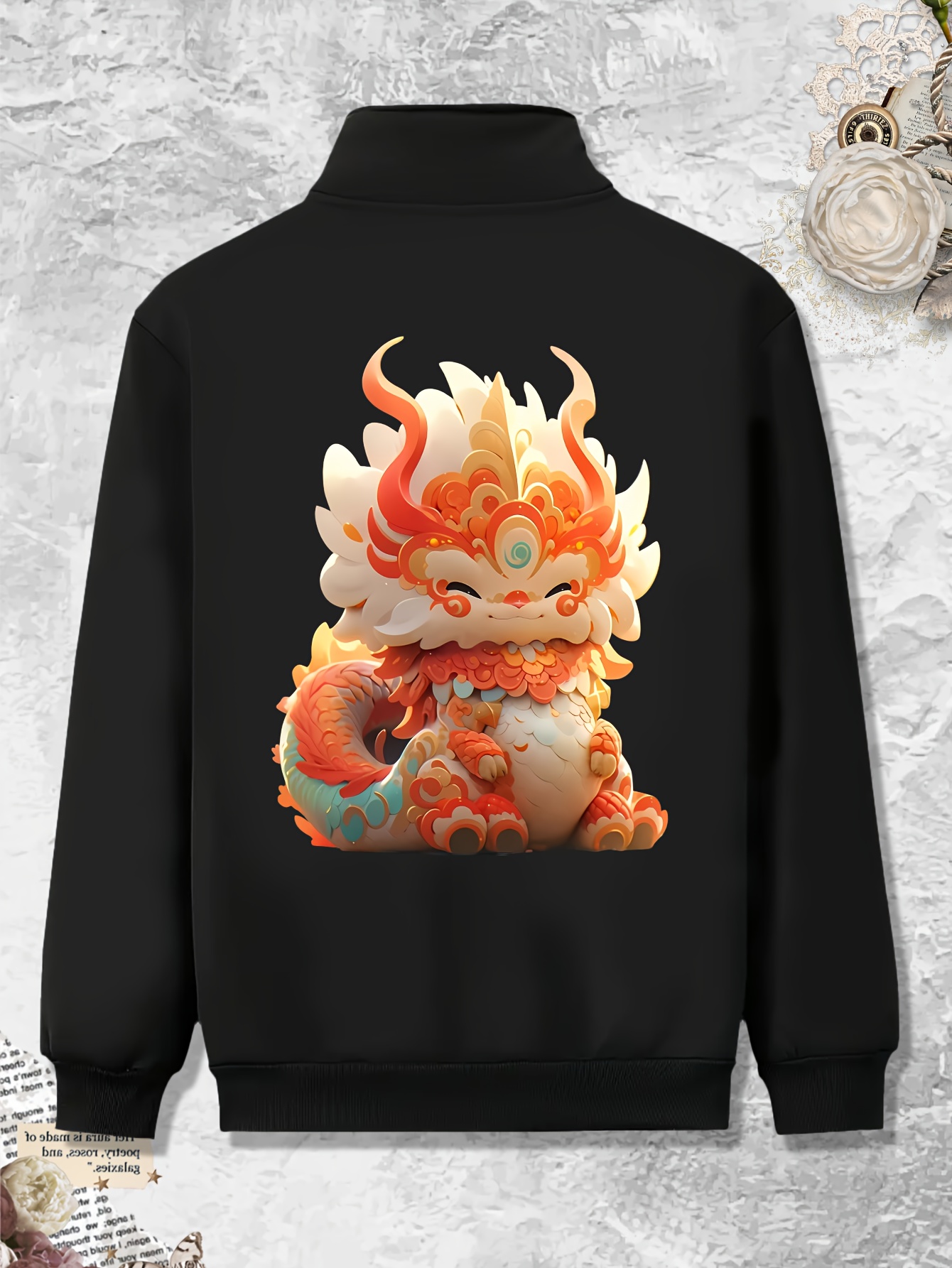 plus size mens anime tiger print baseball jacket oversized band collar spring fall winter tops for big tall males mens clothing details 6