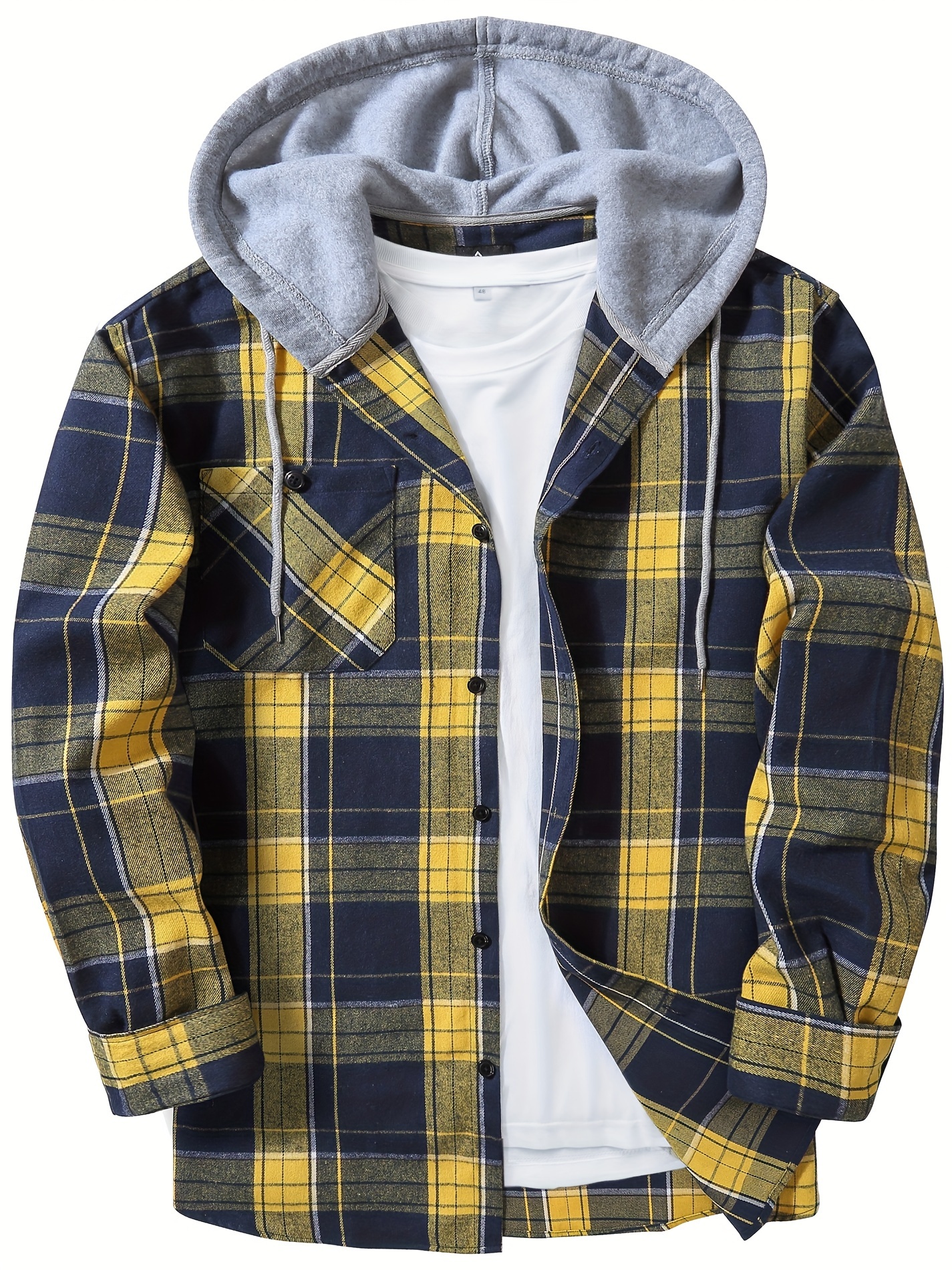 plus size mens plaid hooded jacket fashion hoodies fall winter mens clothing details 0