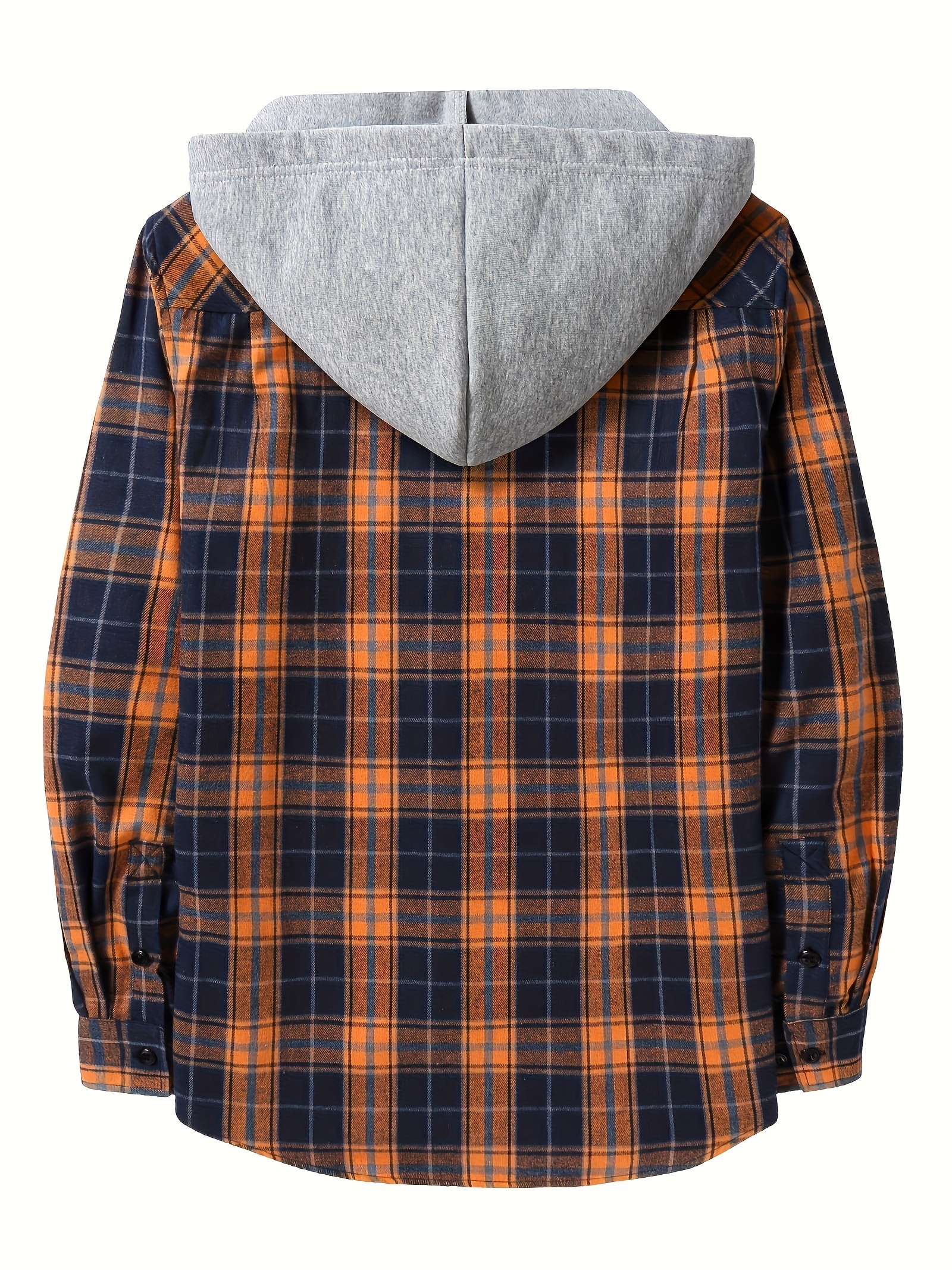plus size mens plaid hooded jacket fashion hoodies fall winter mens clothing details 7