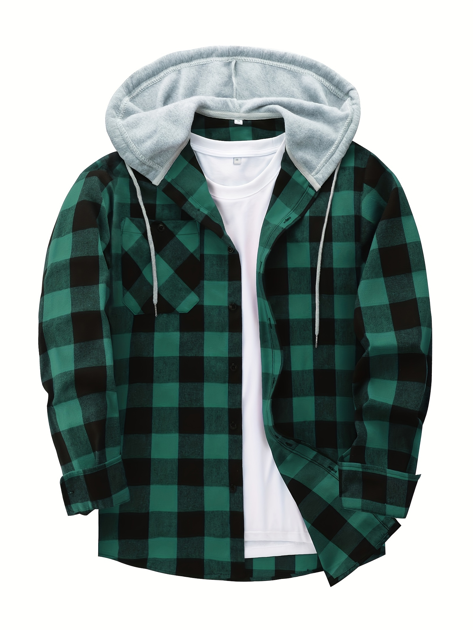 plus size mens plaid hooded jacket fashion hoodies fall winter mens clothing details 17