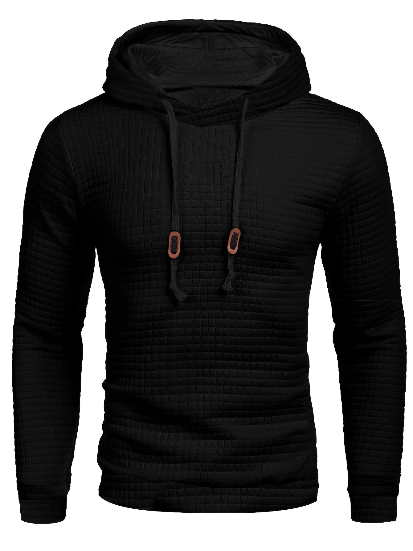 plus size mens waffle hoodies fashion casual hooded sweatshirt for spring fall winter mens clothing details 1