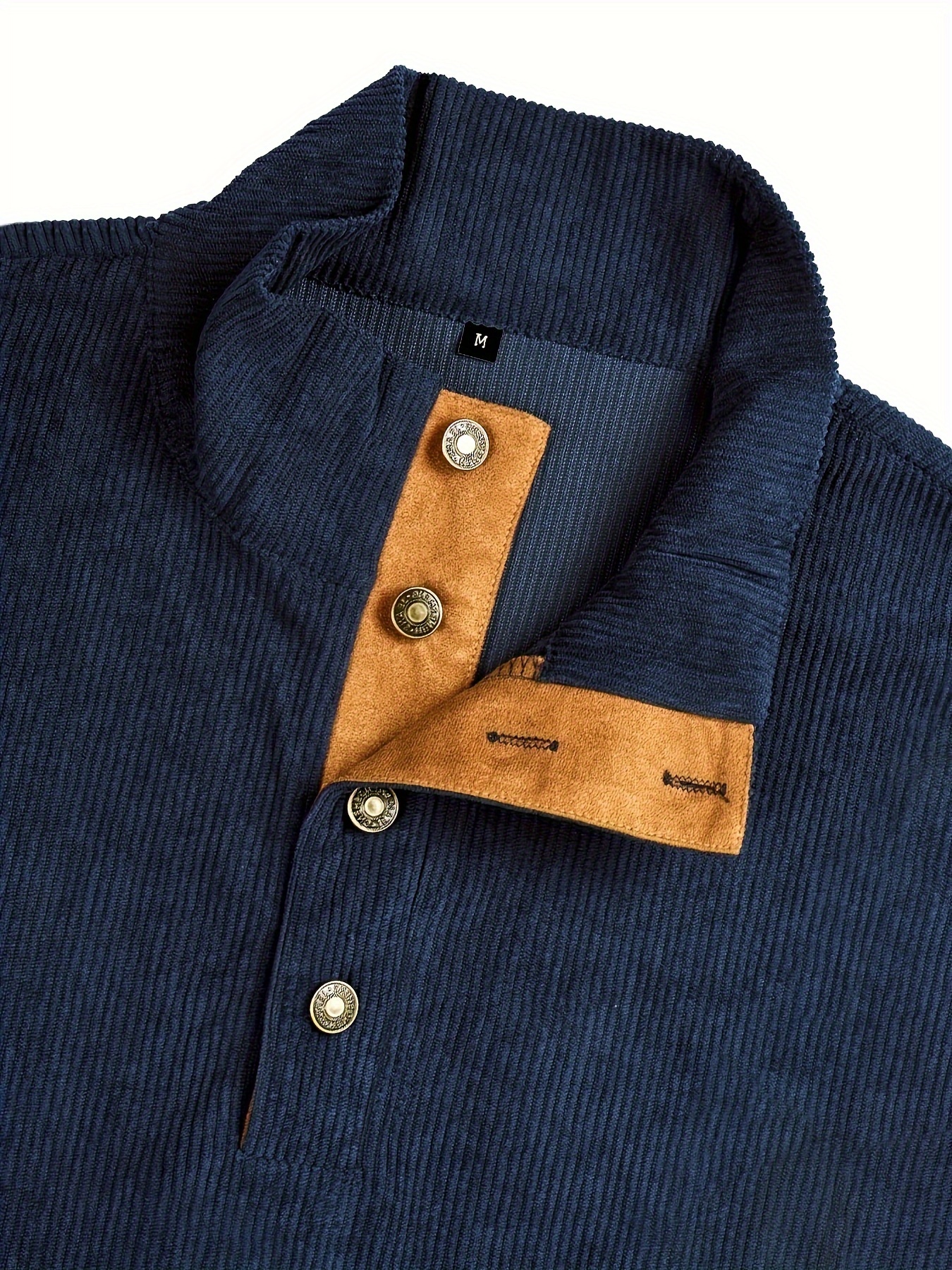 plus size mens contrast color sweatshirt band collar tops spring fall mens clothing details 7