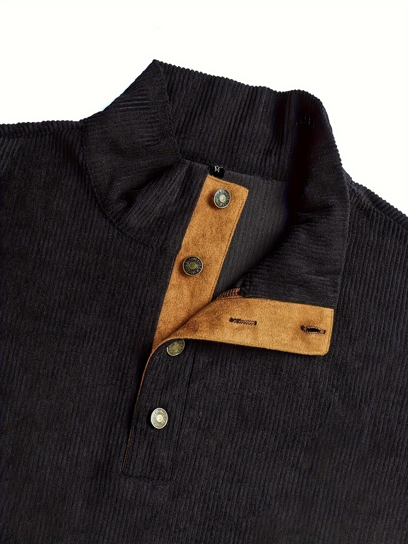 plus size mens contrast color sweatshirt band collar tops spring fall mens clothing details 17