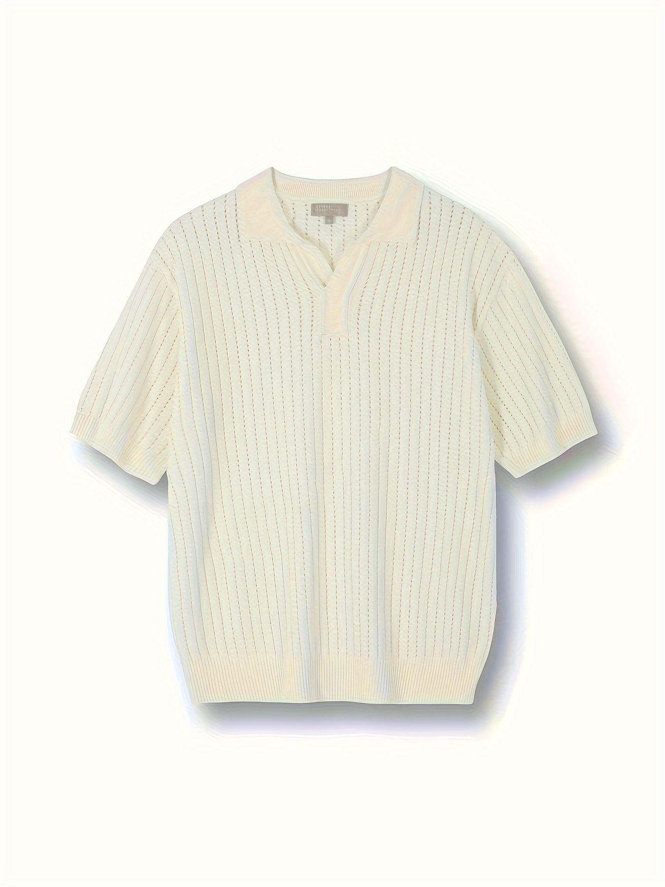 plus size mens solid knit golf shirt for summer fashion casual short sleeve shirt for males details 5