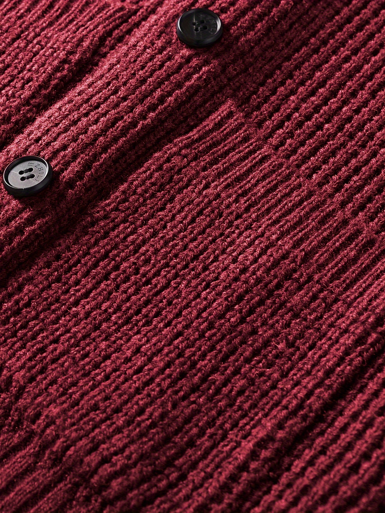plus size mens solid knit long sleeve button down cardigan with lapel collar and pockets elegant and comfy sweater for autumn and winter leisurewear details 2