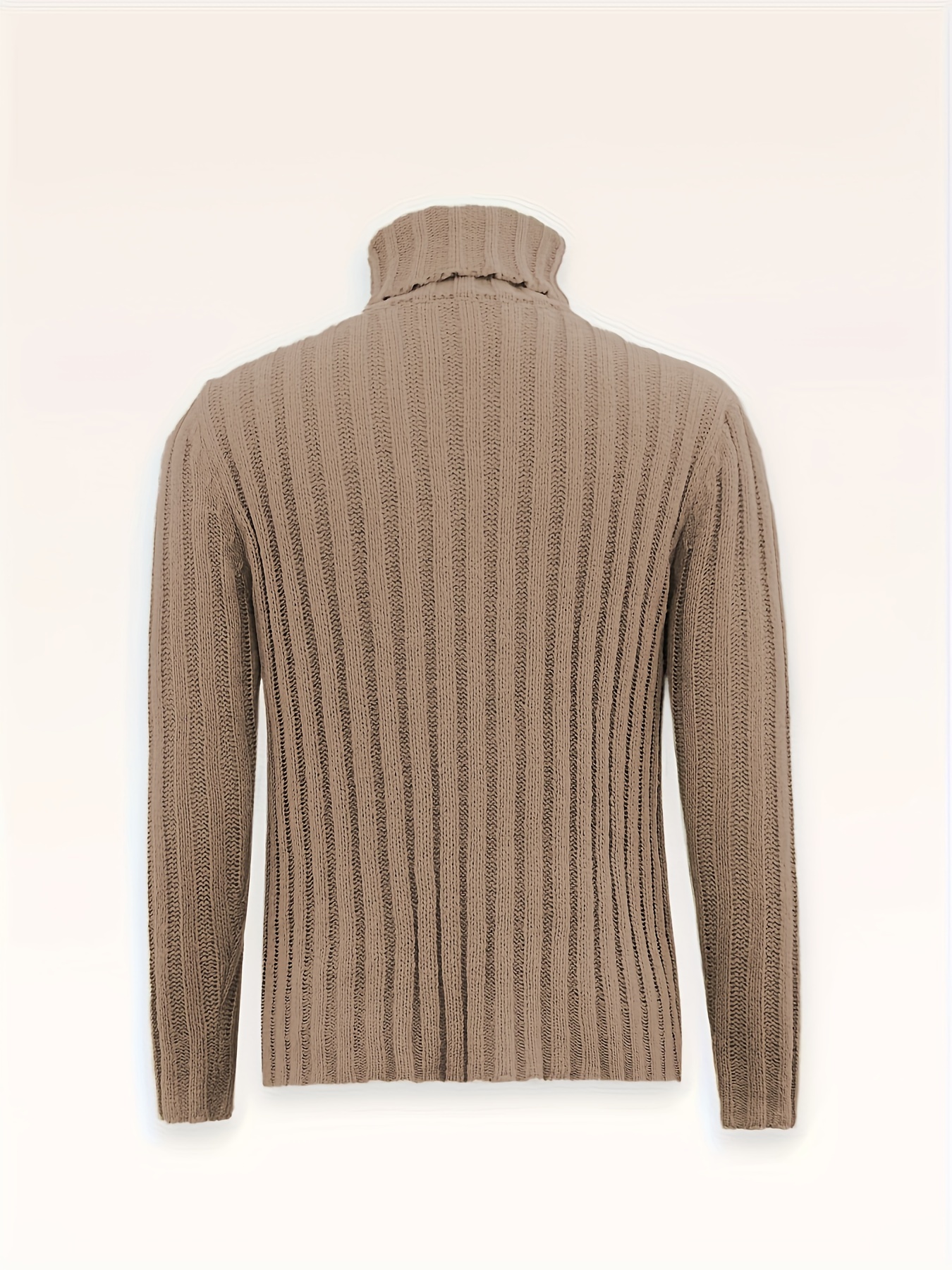 fashionable mens solid turtleneck knit sweater plus size males pullover sweater for autumn and winter leisurewear for big and tall guys details 3